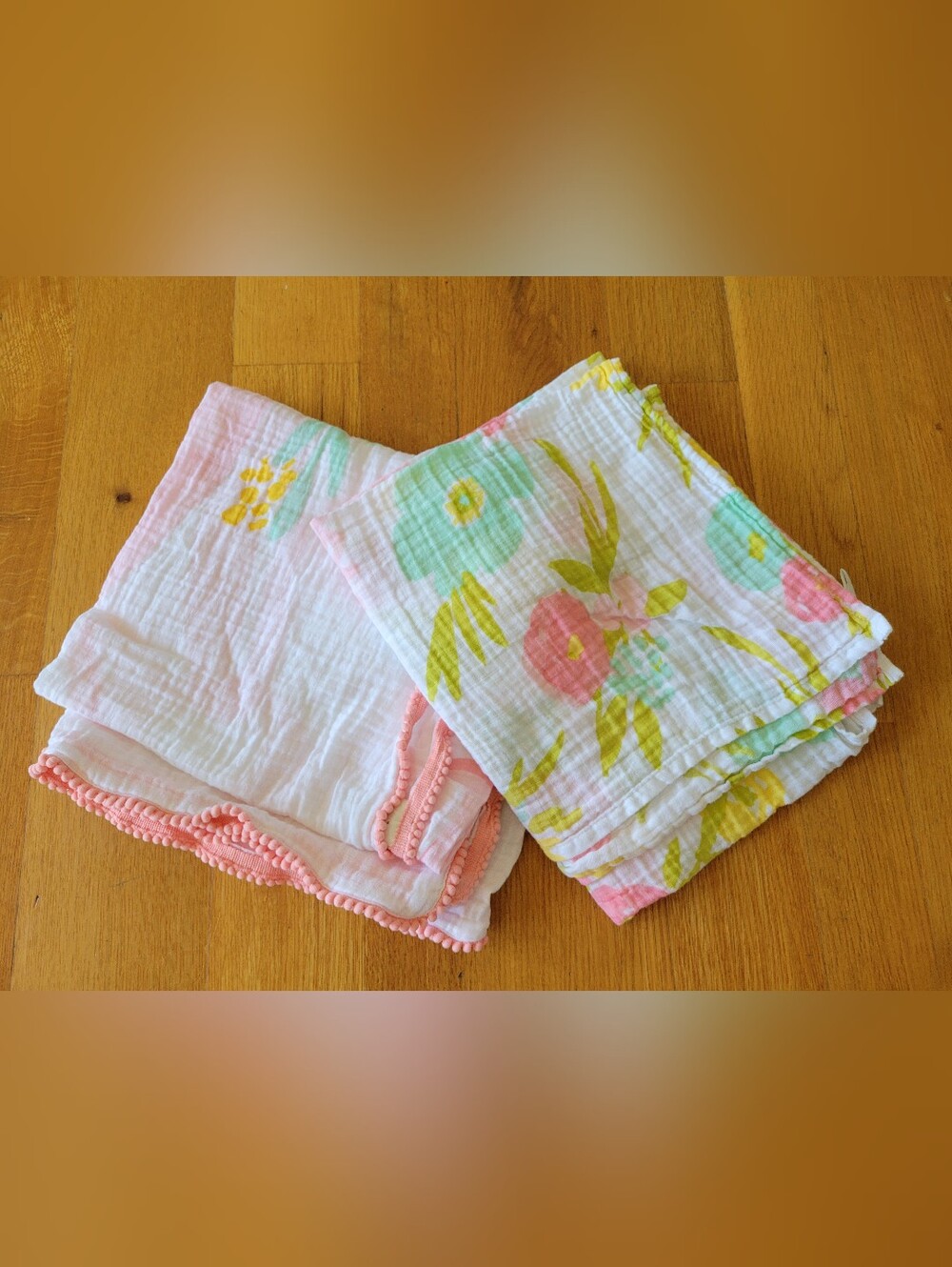Baby girls Muslin Blankets Set of 2 white Floral print